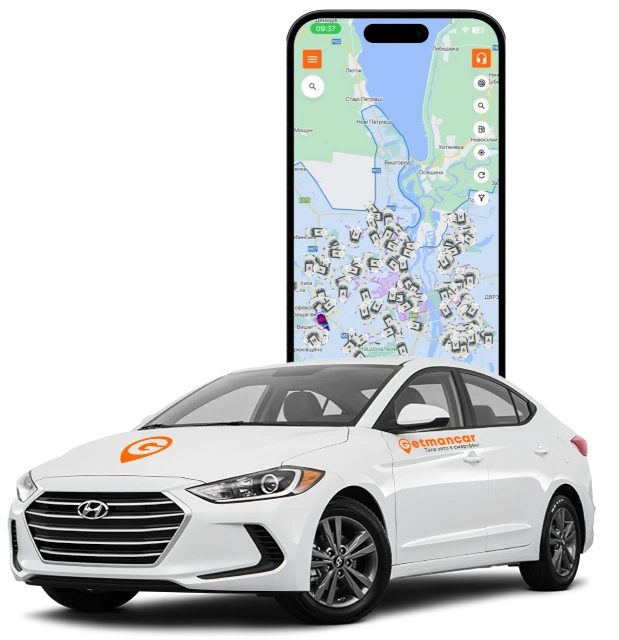 Car for carsharing GETMANCAR on the street