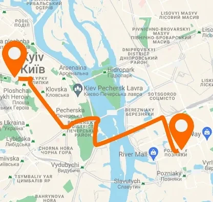 Poznyaki — Kyiv center — Οριζόντια διάταξη