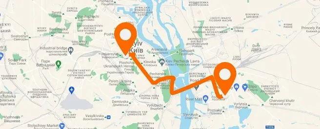 Poznyaki — Kyiv center — Κάθετη διάταξη