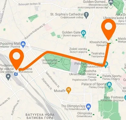 Railway station — Khreshchatyk — Οριζόντια διάταξη