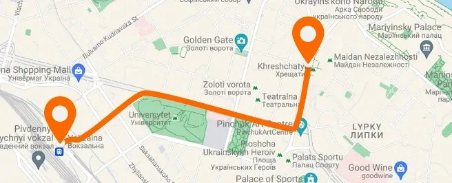 Railway station — Khreshchatyk — Κάθετη διάταξη