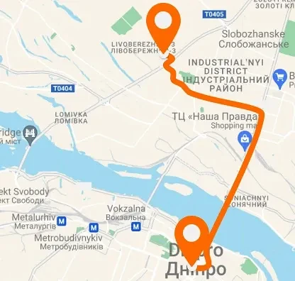 Route Karavan — city center — horizontal layout