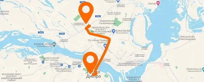 Route Karavan — city center — vertical layout