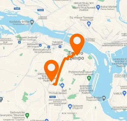 Route Appolo — city center — horizontal layout