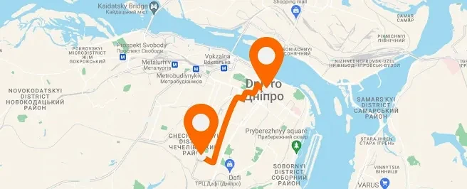 Route Appolo — city center — vertical layout