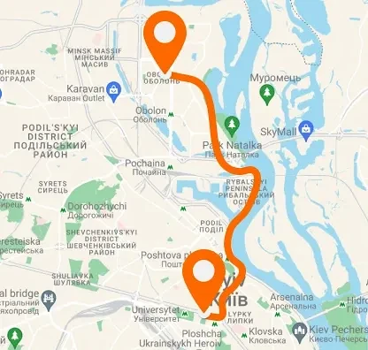 Obolon — Kyiv center — Οριζόντια διάταξη